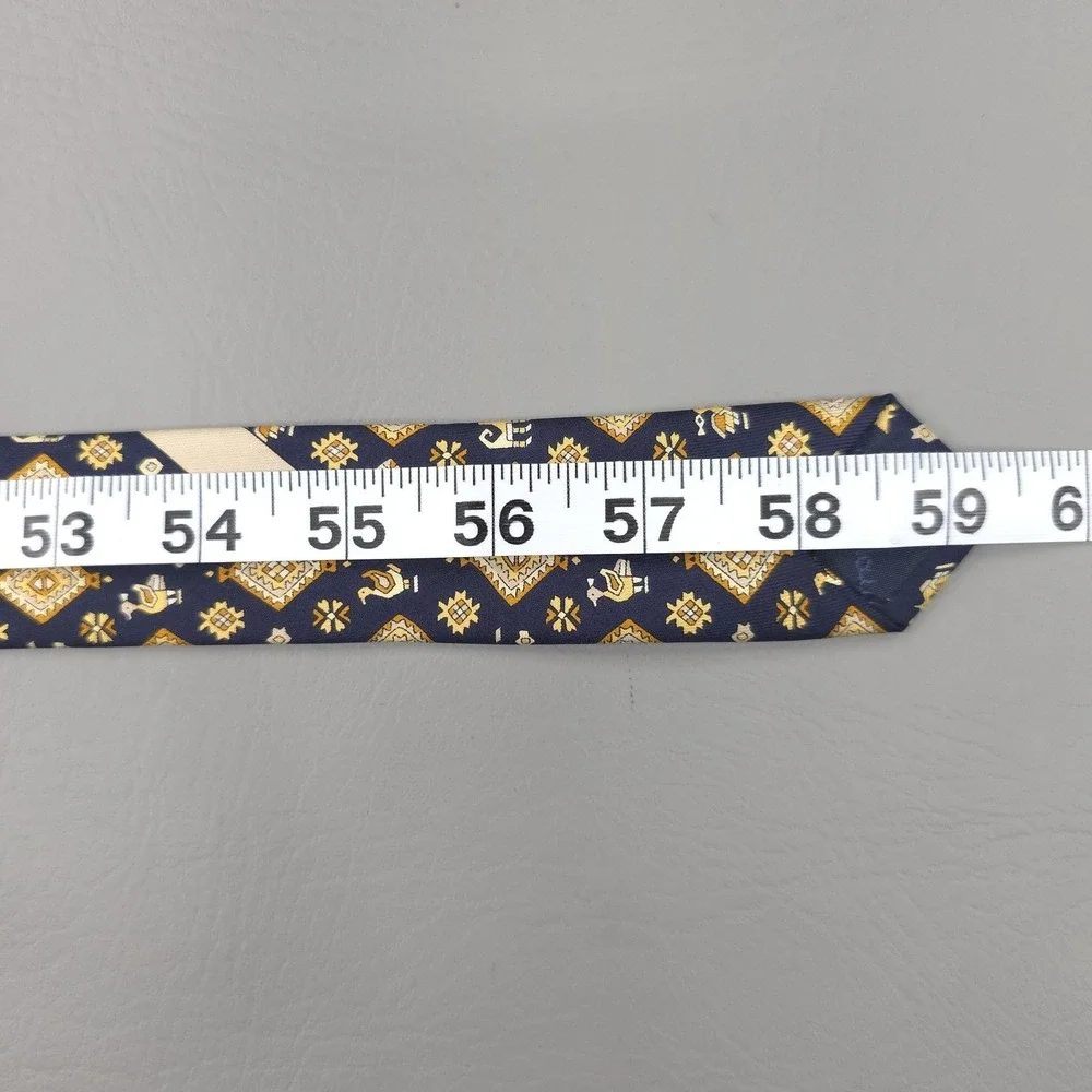 Salvatore Ferragamo Tie Mens Blue Silk Geometric Animal Italy Musei Vaticani